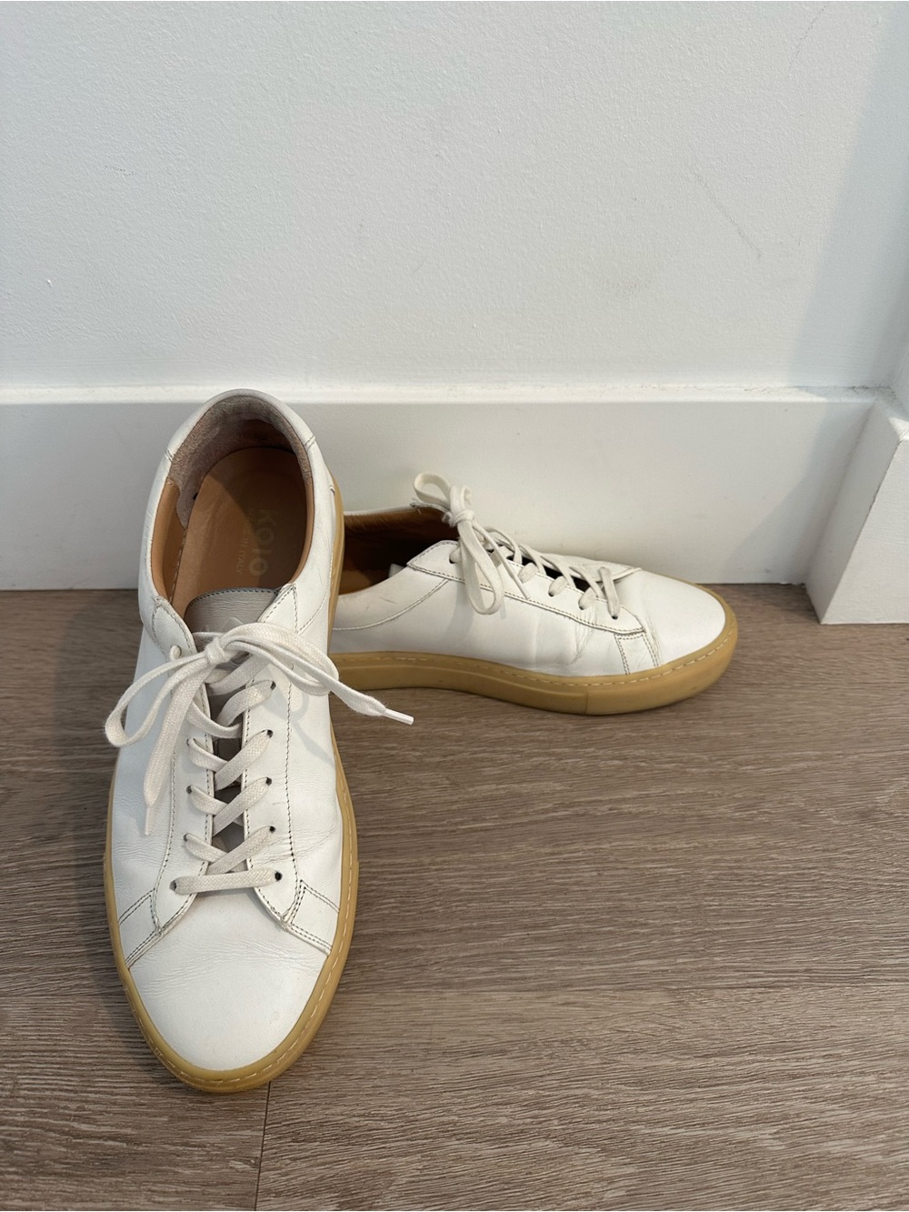 KOIO Capri Leather Sneakers — White with Light Gum Sole - Picture 2 of 8